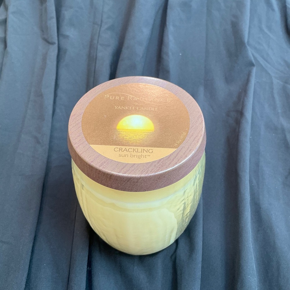 Yankee Candle Jar Pure Radiance 14.5oz Sun Bright Crackling Wood Wick Yellow